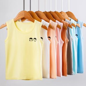 Children Kids Baby Fashion Girls Boys Basic Casual Cartoon Print Sleeveless T-Shirts