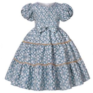Children Kids Baby Fashion Girls Short Sleeve Flower Print Bowknot Princess Festival Party Dress