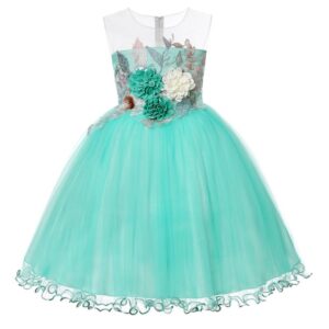 Children Kids Baby Fashion Girls Sleeveless Flower Bowknot Mesh Princess Festival Party Dress