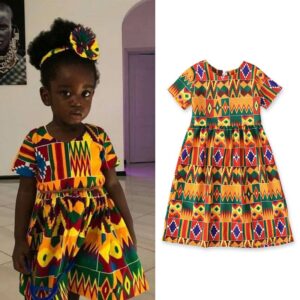 Children Kids Baby Fashion Girls Short Sleeve Print Bohemian Dress
