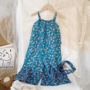 Children Kids Baby Fashion Girls Sleeveless Flower Suspender Jumpsuit