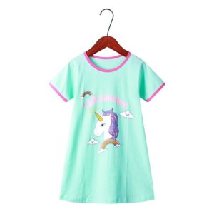Children Kids Baby Fashion Girls Short Sleeve Print Casual Dress Nightdress