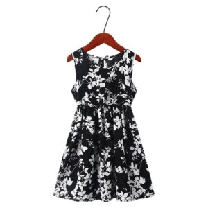 Children Kids Youth Fashion Girls Sleeveless Print Casual Dress