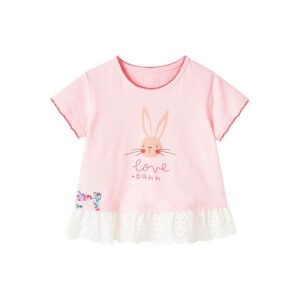 Children Kids Toddlers Fashion Girls Basic Casual Short Sleeve Cartoon Rabbit Print T-Shirt