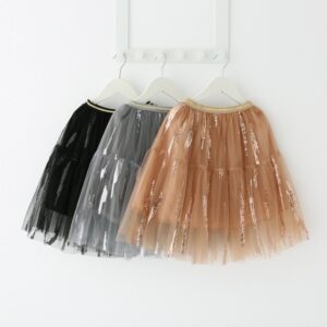 Children Kids Baby Fashion Girls Sequin Mesh Tutu Skirt