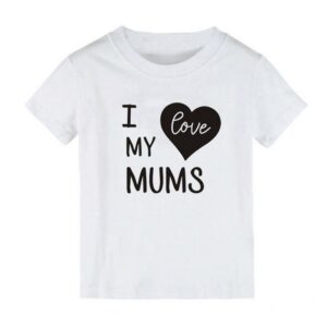 Children Kids Baby Fashion Boys Girls Short Sleeve I Love My Mums Letter Print T-Shirt