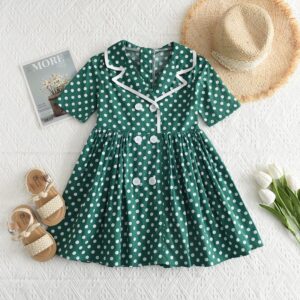 Children Kids Baby Fashion Girls Short Sleeve Polka Dot Print V-Neck Princess Dress