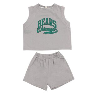 Children Kids Baby Fashion Boys Girls Casual Sleeveless Letter Print Shirt And Shorts 2pcs Set