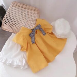 Children Kids Baby Fashion Girls Solid Color Short Sleeve Top And Shorts 2pcs Set