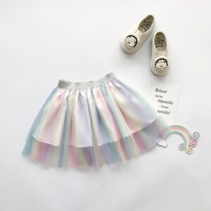 Children Kids Baby Fashion Girls Color Matching Colorful Mesh Skirt