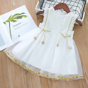 Children Kids Baby Fashion Girls Ruffle Sleeve Star Princess Mesh Dress