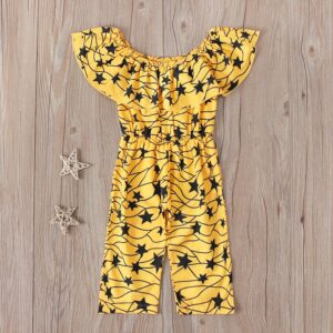 Children Kids Baby Fashion Girls Ruffle Sleeve Star Print Jumpsuit