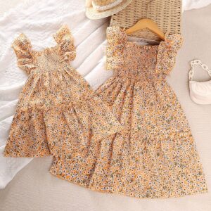 Children Kids Baby Fashion Girls Ruffle Sleeve Flower Print Princess Dress