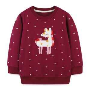 Children Kids Baby Fashion Girls Long Sleeve Cartoon Unicorn Round Neck Pullover Sweatshirt