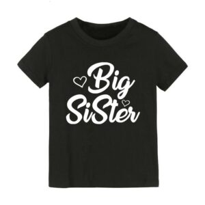 Children Kids Baby Fashion Girls Basic Casual Big Little Sister Print Short Sleeve T-Shirt