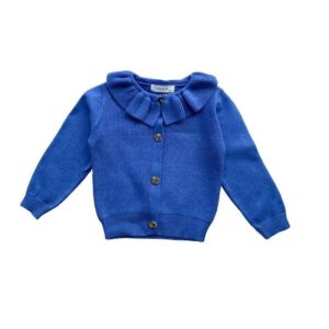 Girls Sweet Ruffled Solid Color Single-breasted Knit Coat