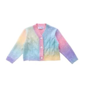 Girls Sweet Single-breasted Long-sleeve Multicolor Knit Coat