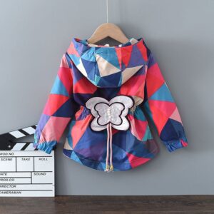 Children Kids Baby Fashion Girls Long Sleeve Multicolor Print Butterfly Hooded Coat