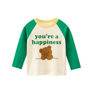 Children Kids Toddlers Fashion Girls Long Sleeve Bear Letter Print T-Shirt