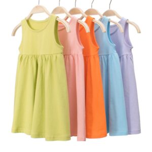 Children Kids Toddlers Fashion Girls Sleeveless Solid Color Basic Dress