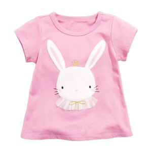Children Kids Toddlers Fashion Girls Short Sleeve Cute Rabbit Basic T-Shirt