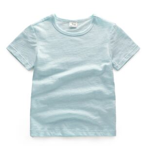 Children Kids Toddlers Fashion Boys Girls Solid Color Short Sleeve Basic T-Shirt