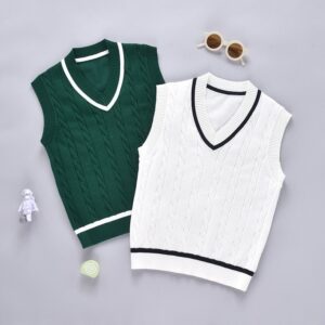 Children Kids Toddlers Fashion Girls Boys V-Neck Basic Pullover Knitted Vest