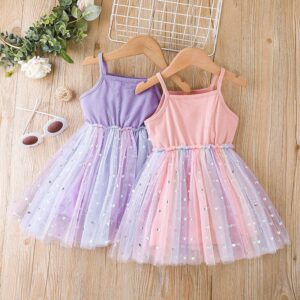 Children Kids Toddlers Fashion Girls Mesh Suspender Dress