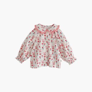 Children Kids Toddlers Girls Long-Sleeved Cute Rabbit Print Shirt