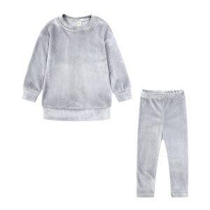 Children Kids Toddlers Girls Boys Long Sleeves Solid Color T-Shirt And Pants 2pcs Set