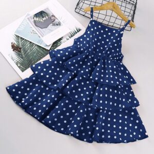 Children Kids Toddlers Girls Polka Dot Suspender Dress