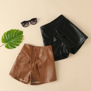 Children Kids Toddlers Girls Casual Pu Shorts