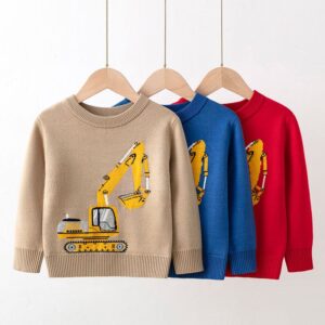 Kids Toddler Girls Boy Fashion Fall/Winter Digger Pattern Long Sleeve Sweater