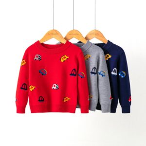Kids Toddler Girls Boy Fashion Autumn/Winter Car Pattern Long Sleeve Crewneck Sweater