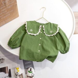 Kids Toddler Girls Fashion Spring Autumn Embroidered Long Sleeve Shirt