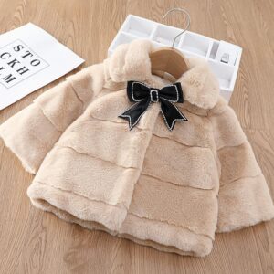 Kids Toddler Girls Fashion Winter Fur-Fur Faux Rabbit Short Jacket