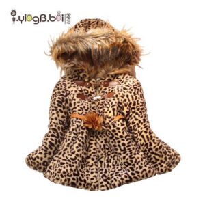 Kids Toddler Girls Fashion Fall/Winter Faux Fur Leopard Sweater Jacket