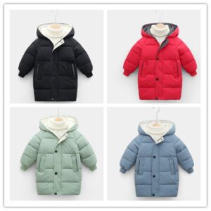 Kids Toddler Girls Boy Fashion Autumn And Winter Thickened Mid-Length Down Padded Jacket
