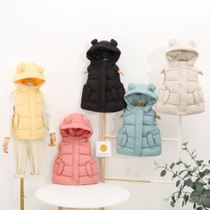 Kids Toddler Girls Boy Fashion Fall/Winter Down Cotton Hooded Vest