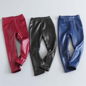 Girl Warm PU Legging Slim Pant