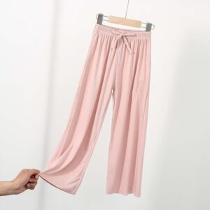 Kids Toddler Girls Fashion Loose Straight Fit Solid Ice Silk Trousers