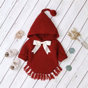 Kids Bowknot Decoration Hooded Cloak