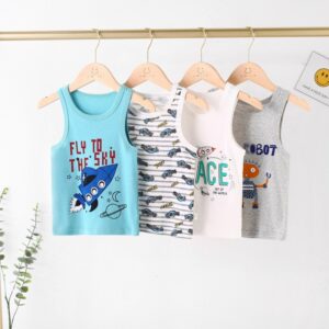 Kids Toddler Girls Boy Fashion Cotton Print Ribbed Thin Camisole Top