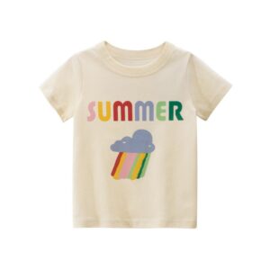 Kids Toddler Girls Fashion Alphabet Summer Print Crew Neck Short Sleeve Top