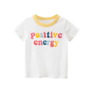 Kids Girls Basic Cartoon Letter Pattern Round Neck Short Sleeve T-Shirt