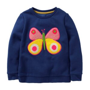 Kids Fashion Girls Autumn Round Neck Long Sleeve Cartoon Embroidered Sweatshirts