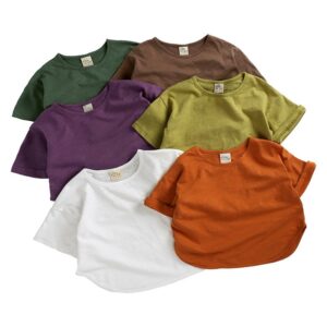 Kids Summer T-Shirt Kids Short Sleeve Candy Color T-Shirt Loose Baggy Top