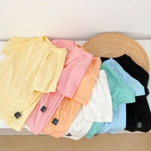 Kids Basic Solid Color Round Neck Short-sleeved Loose T-Shirt