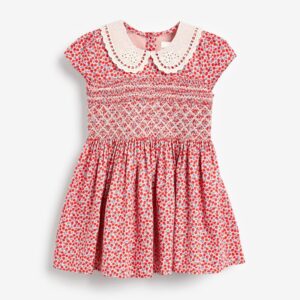Girls Sweet Cartoon Fruit All Over Print Doll Lapel Short Sleeve Dress