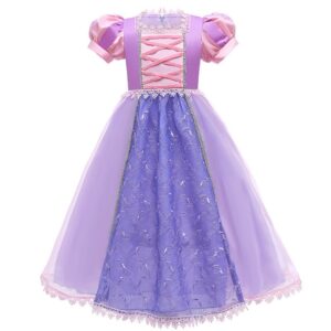 Girls Cute Color Blocking Short Sleeve Mesh Princess Party Dress